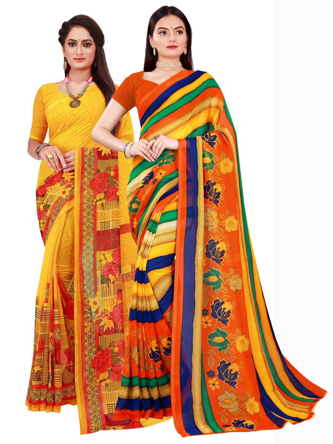 KALINI Women Yellow Sarees