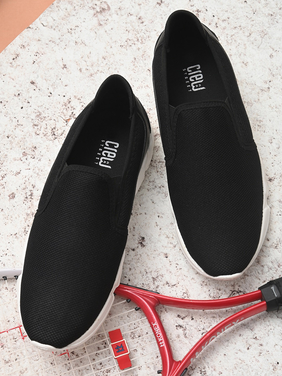Crew STREET Men Black Slip-On Sneakers