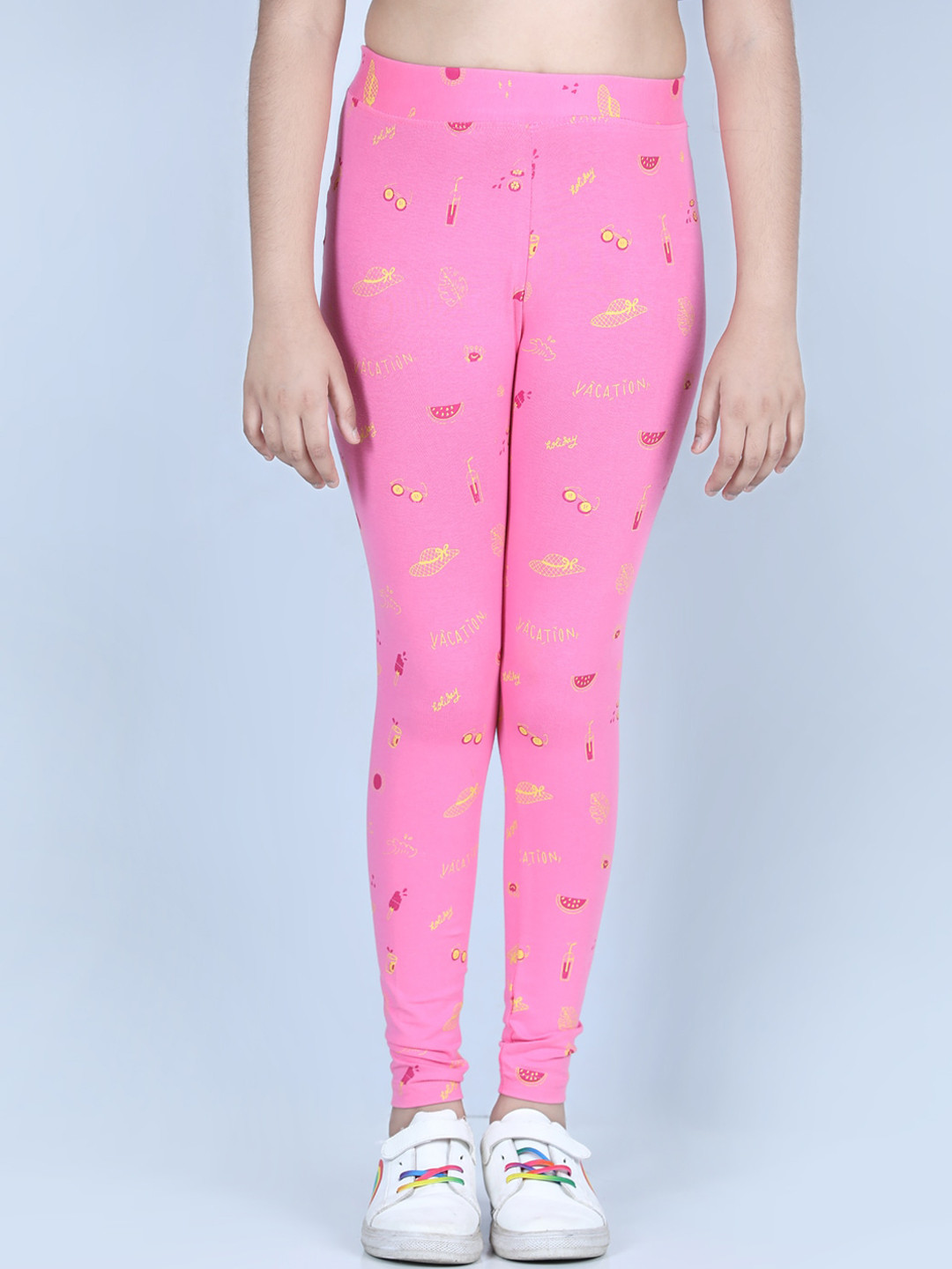 StyleStone Girls Pink Printed Tights