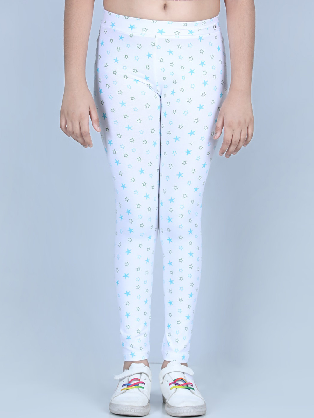 StyleStone Girls White Stars Printed Leggings