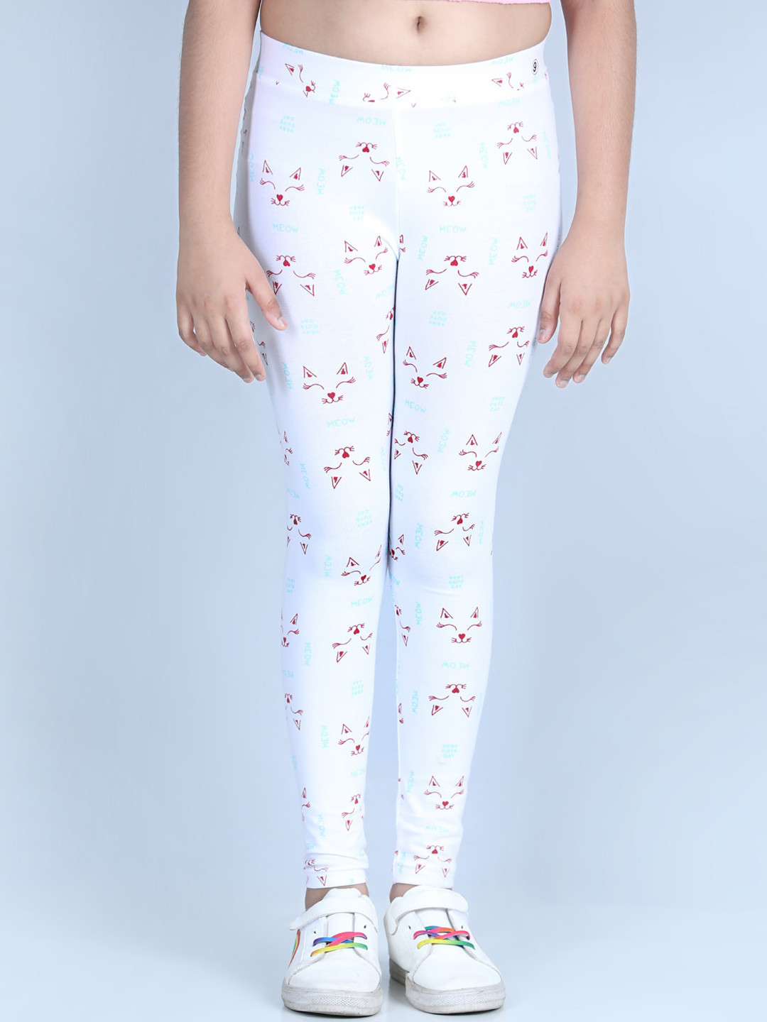 StyleStone Girls White Printed Ankle-Length Leggings