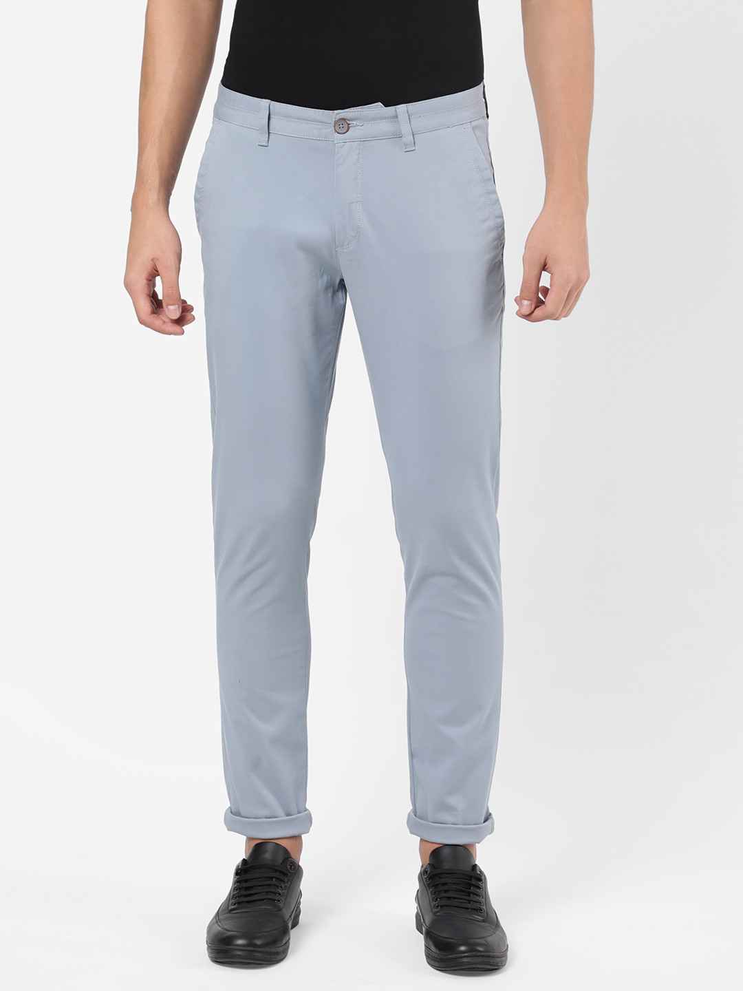 AD By Arvind Men Blue Regular Fit Flat Front Casual Chinos