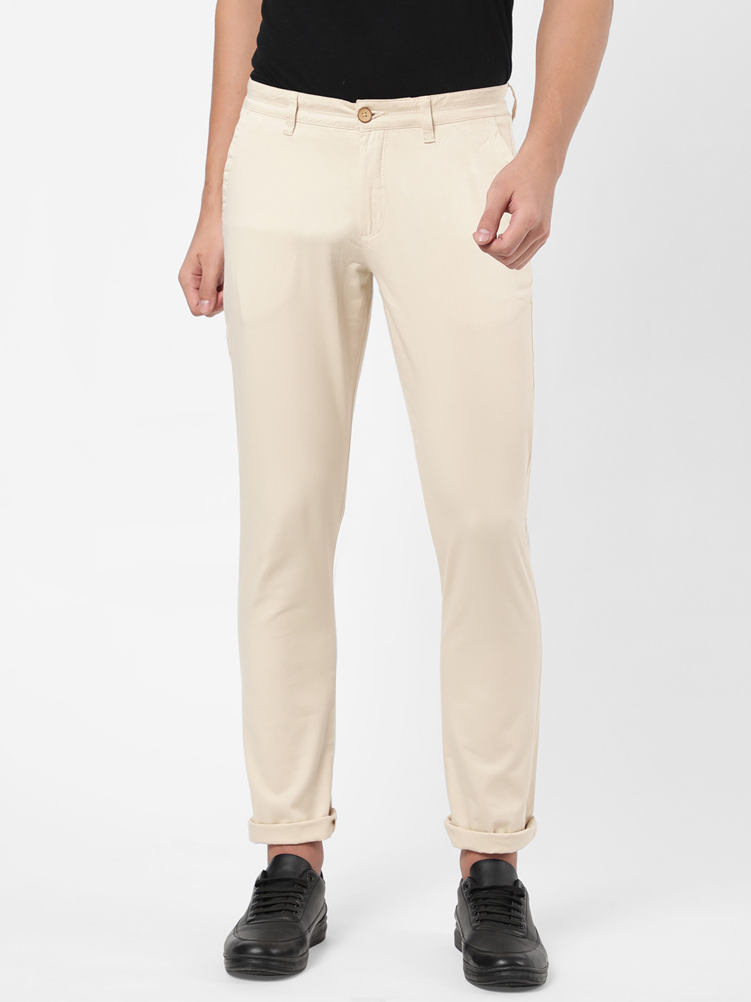 AD By Arvind Men Light Beige Regular Fit Mid Rise Casual Chinos