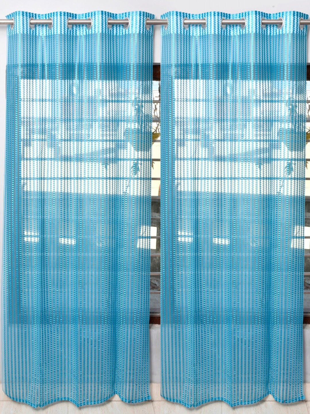 Homefab India Unisex Blue Curtains and Sheers