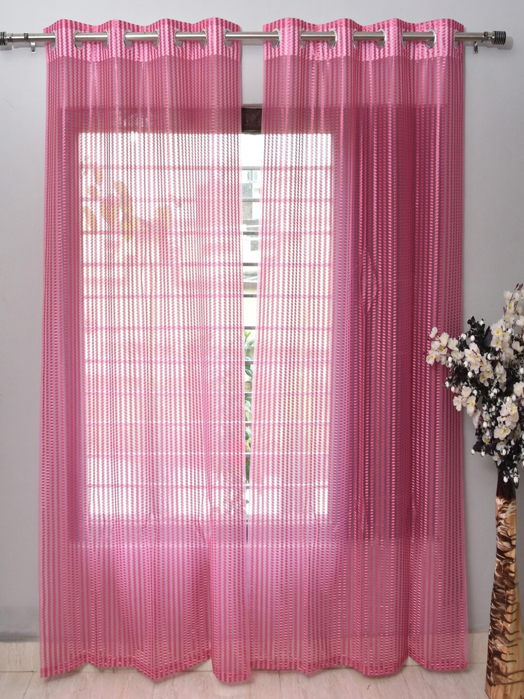 Homefab India Unisex Pink Curtains and Sheers