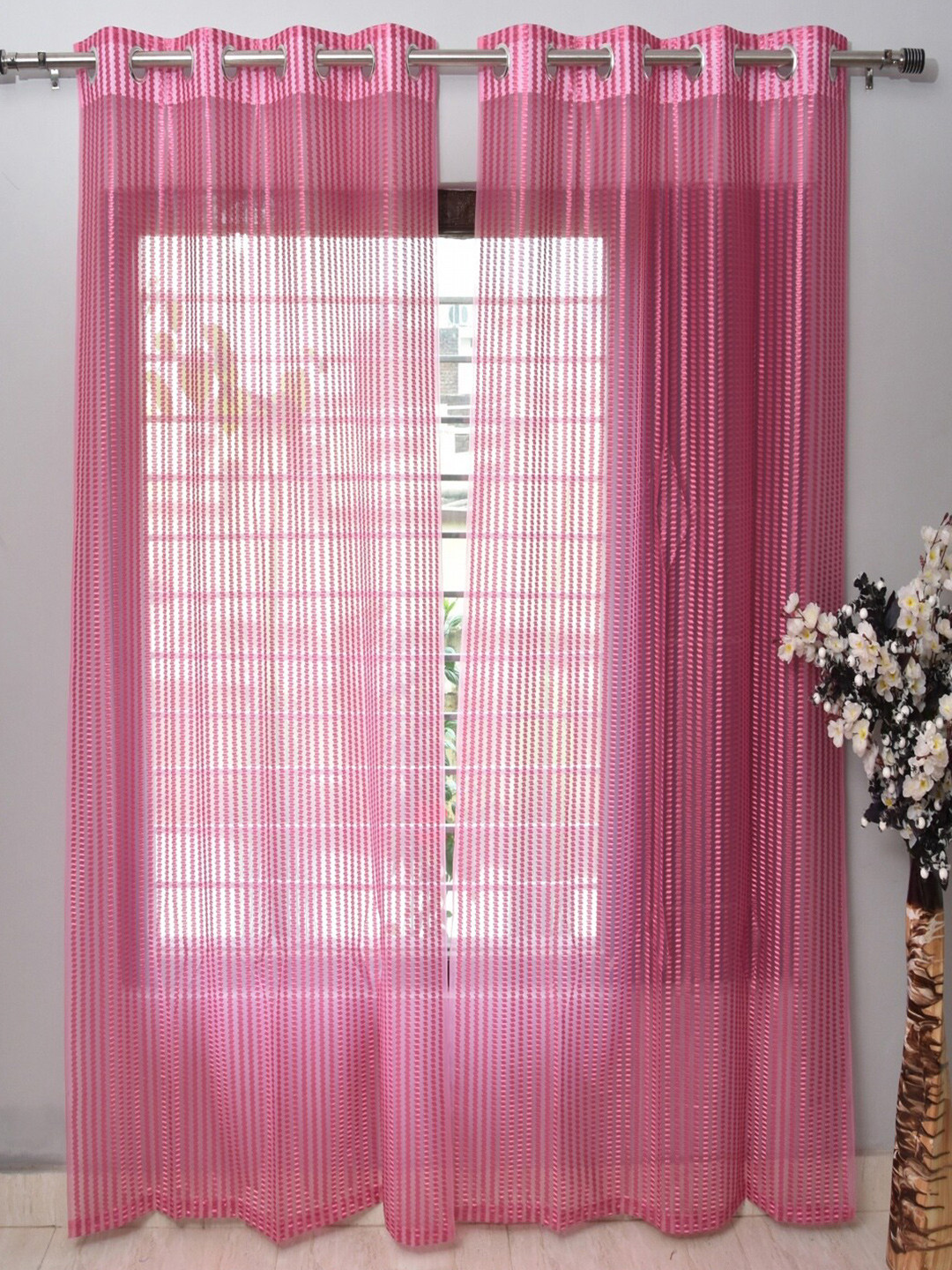 Homefab India Unisex Pink Curtains and Sheers