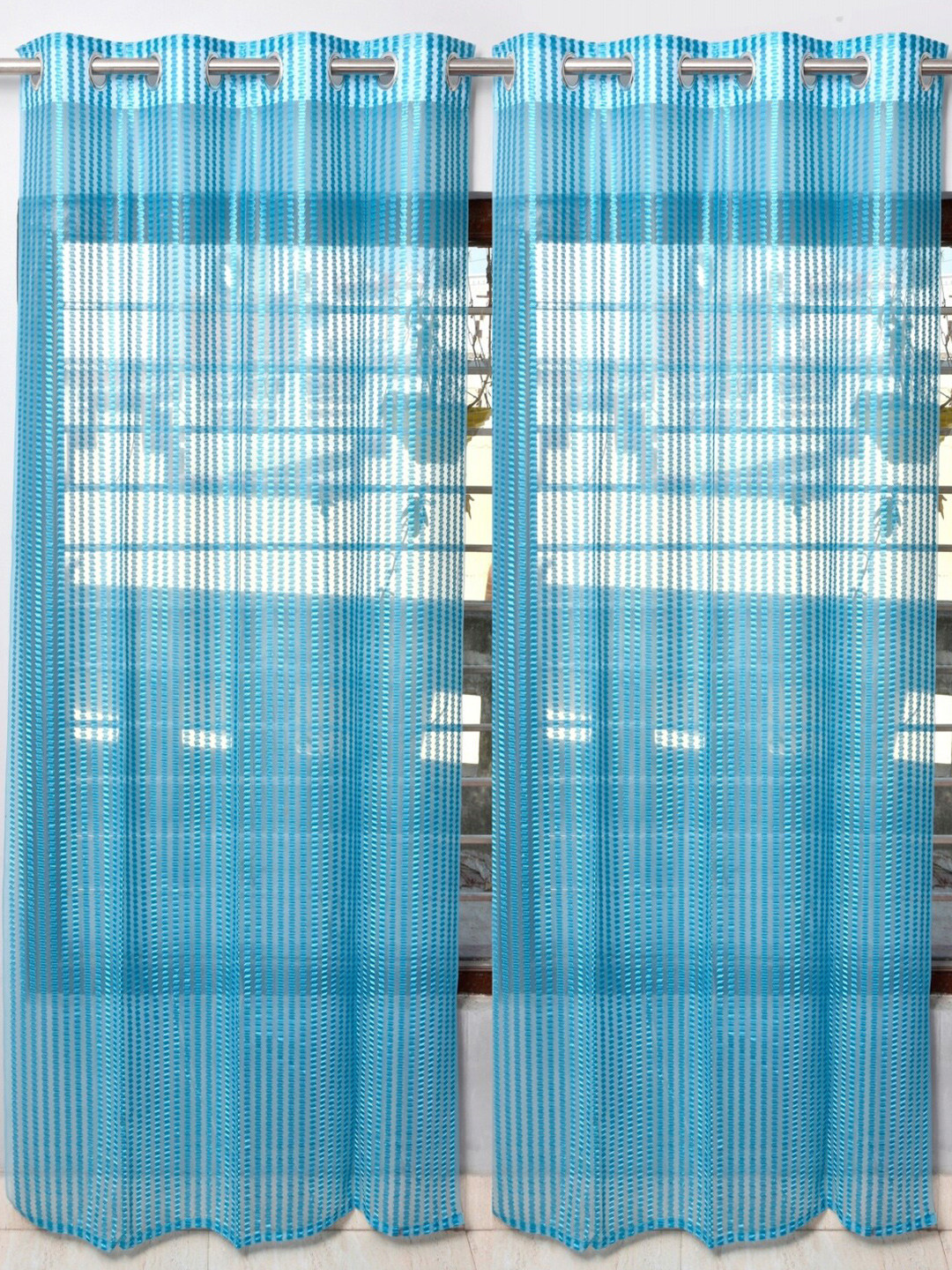 Homefab India Unisex Blue Curtains and Sheers