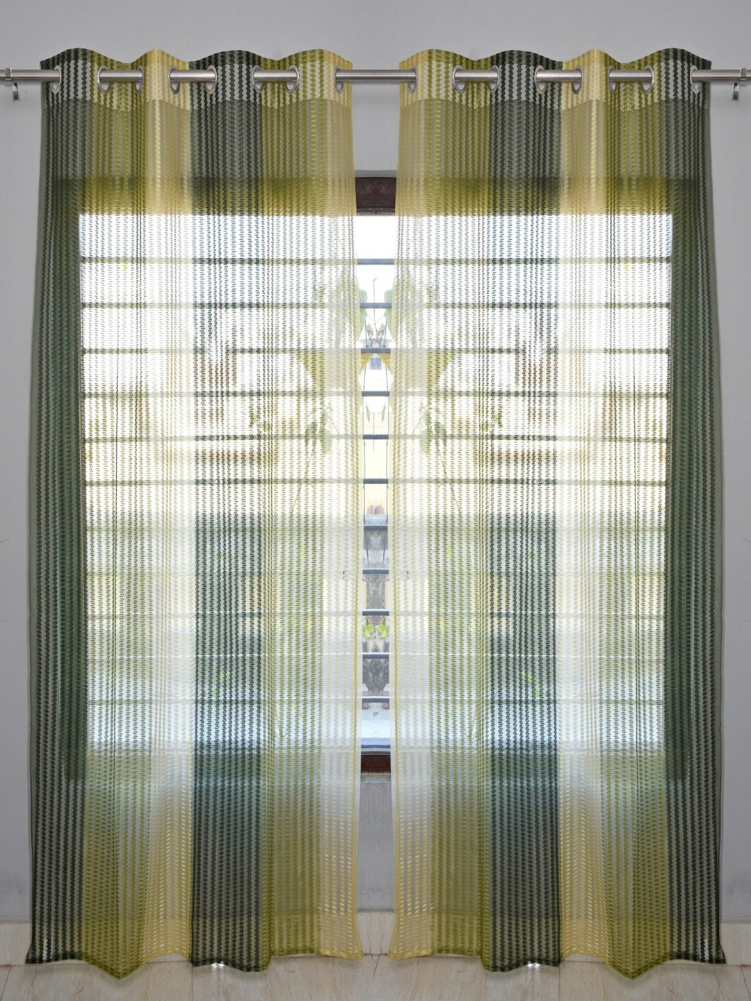 Homefab India Unisex Green Curtains and Sheers