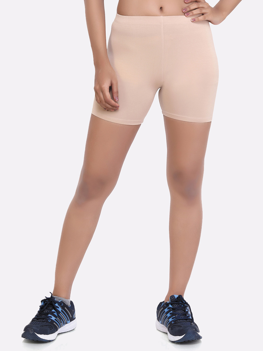 LAASA SPORTS Women Beige Skinny Fit Training or Gym Sports Shorts
