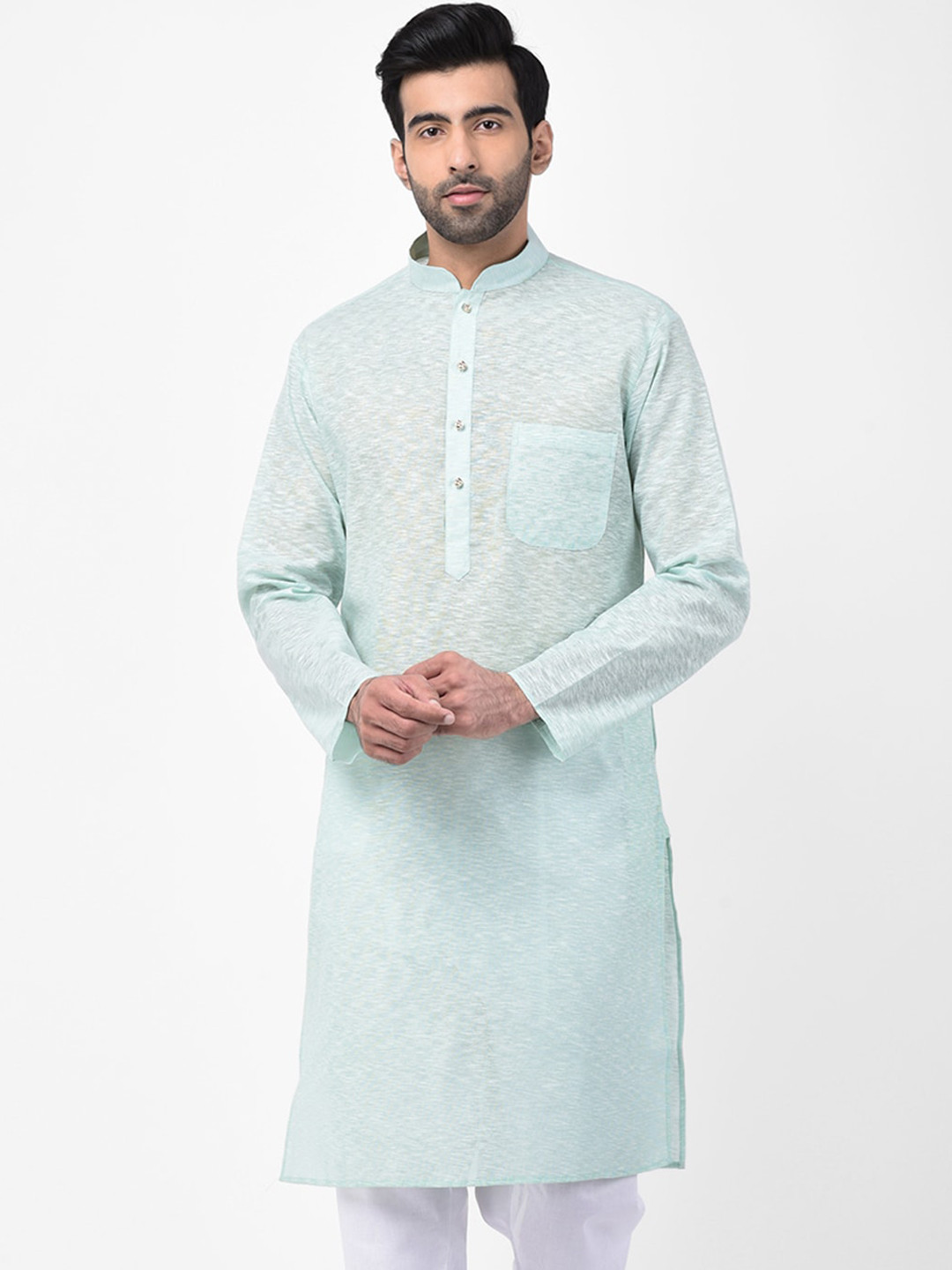 SG LEMAN Men Sea Green Kurta
