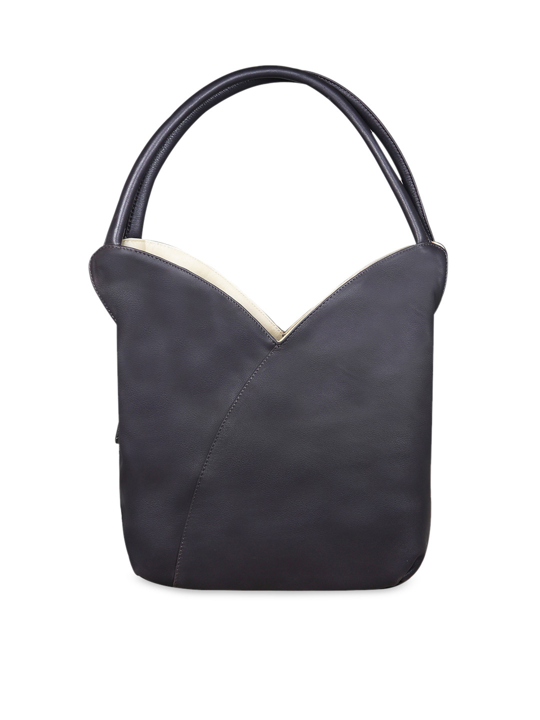 CALFNERO Brown Leather Structured Hobo Bag with Bow Detail