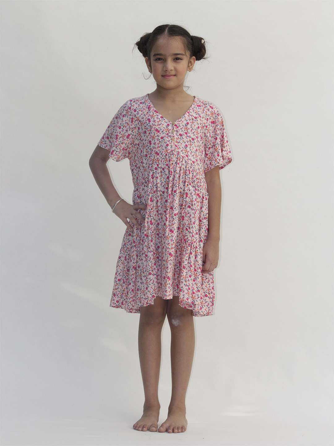 Jungleebilli Pink Floral Layered A-Line Dress