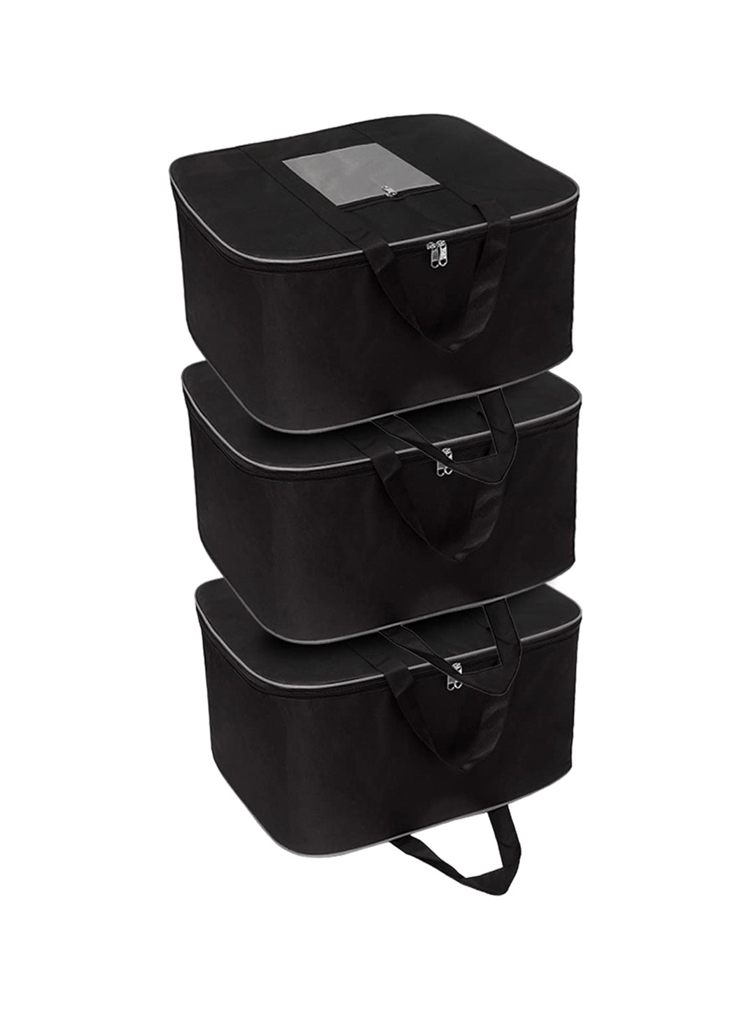 HOMESTRAP Set of 3 Nylon Large Underbed Storage Bag with Handle and Zip Closure 70 L