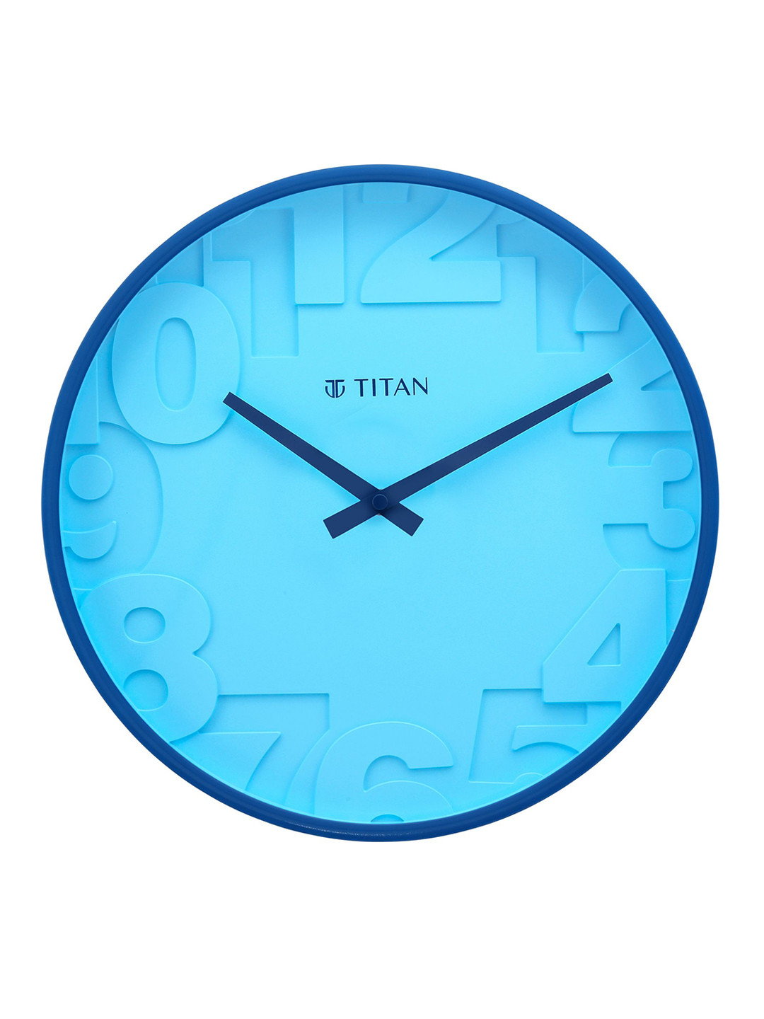 Titan Blue Plastic Large Display Round Battery Analogue Wall Clock-30.3cm