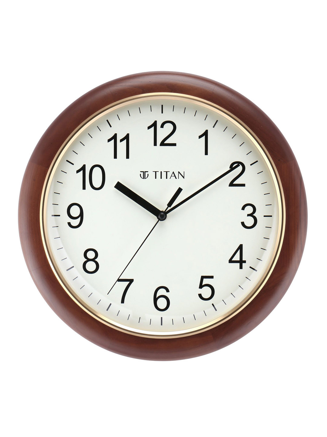 Titan Brown & White Solid Contemporary Analogue Wall Clock
