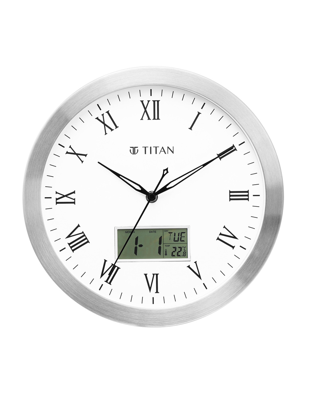 Titan Steel & White Printed Analogue Contemporary Wall Clock