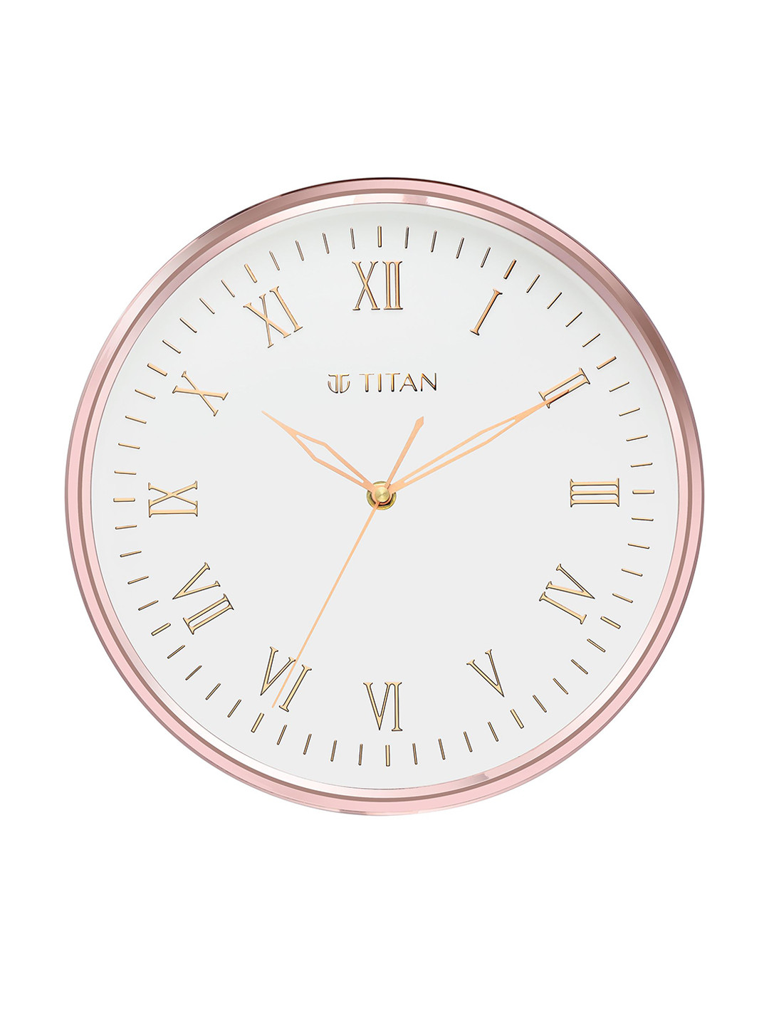 Titan Rose Gold Plastic Large Display Round Battery Analogue Wall Clock-30cm