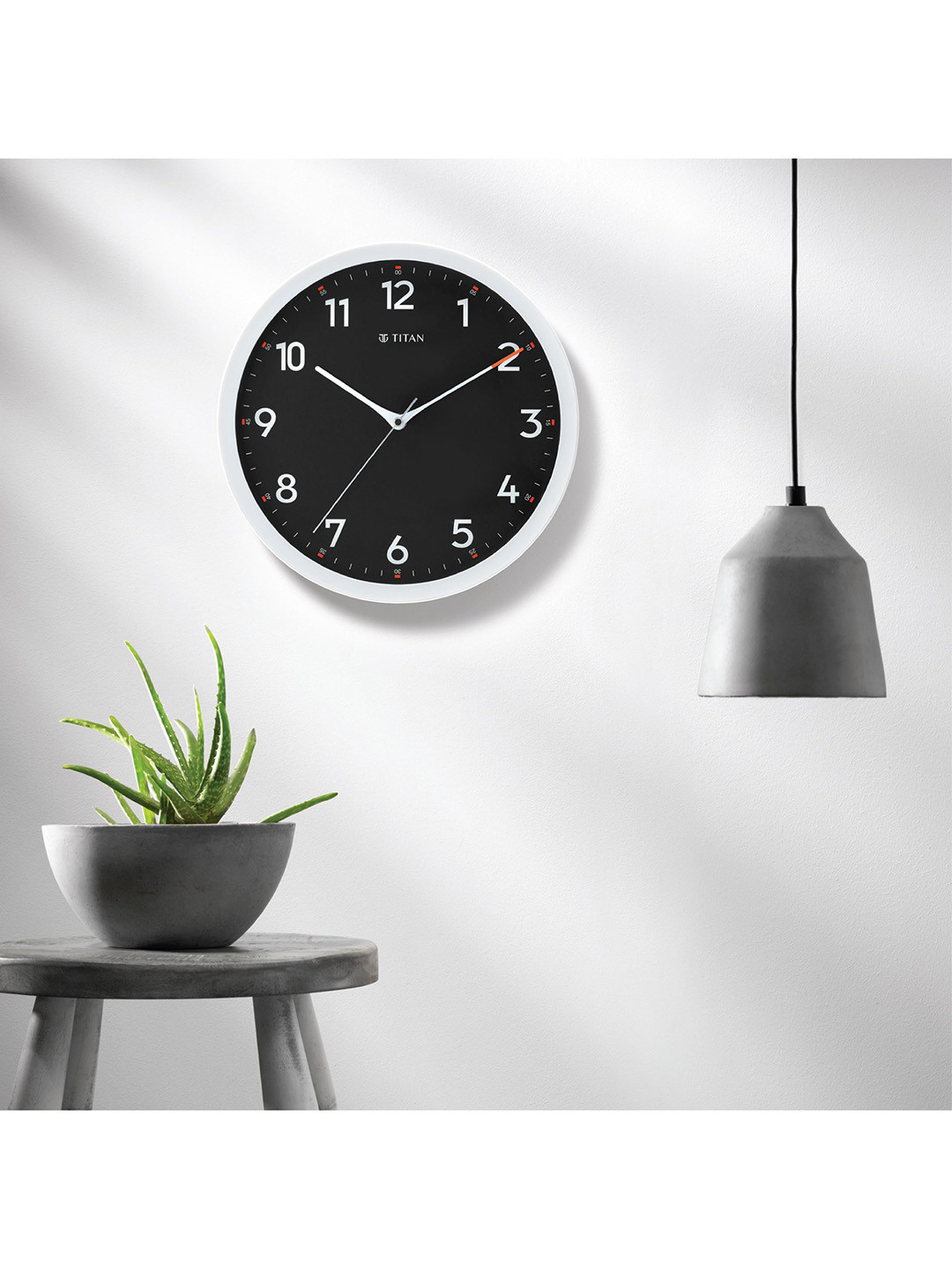 Titan White & Black Contemporary Wall Clock