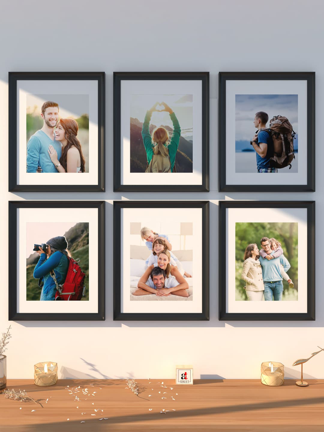 Art Street Set Of 6 Black 3D Wall Photo Frames