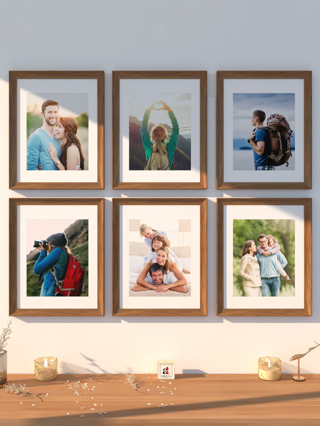 Art Street Set Of 6 Brown Solid 3D Wall Photo Frame
