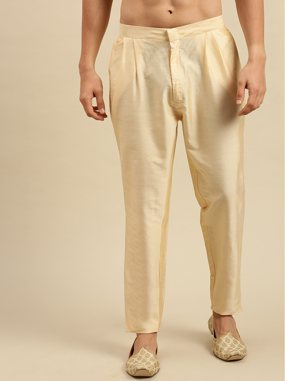 Here&Now X Sanwara  Men Beige Solid Pyjamas