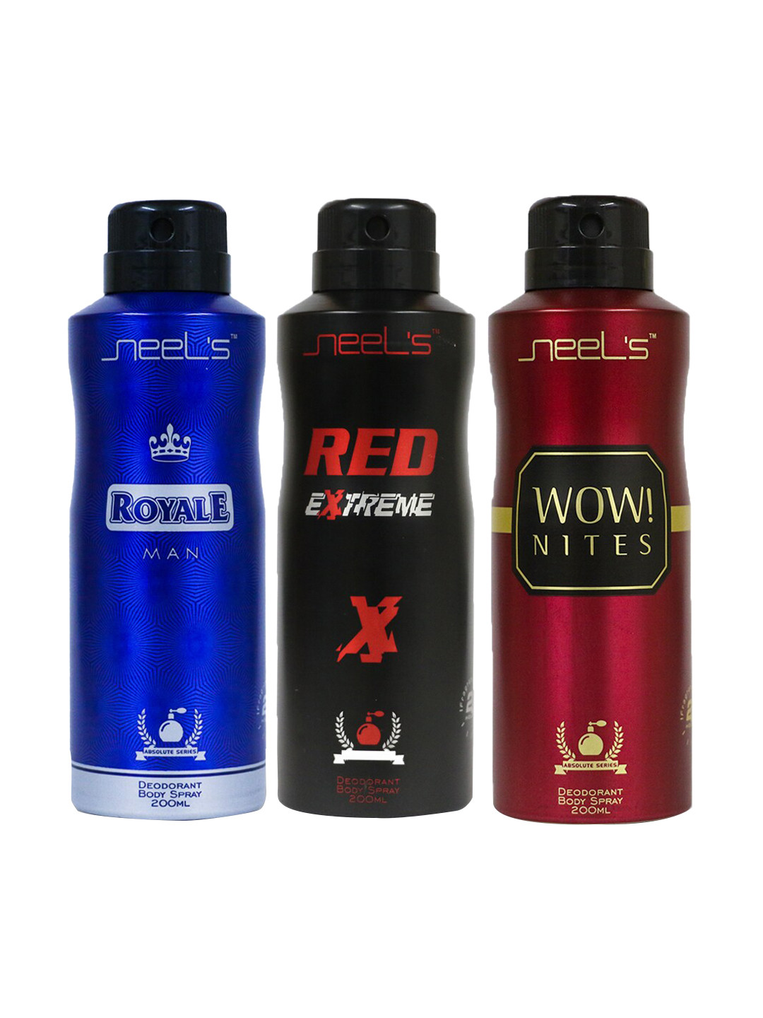 Neels Men Set of Royale, Red Extreme & Wow Nites Deodorants - 200 ml Each