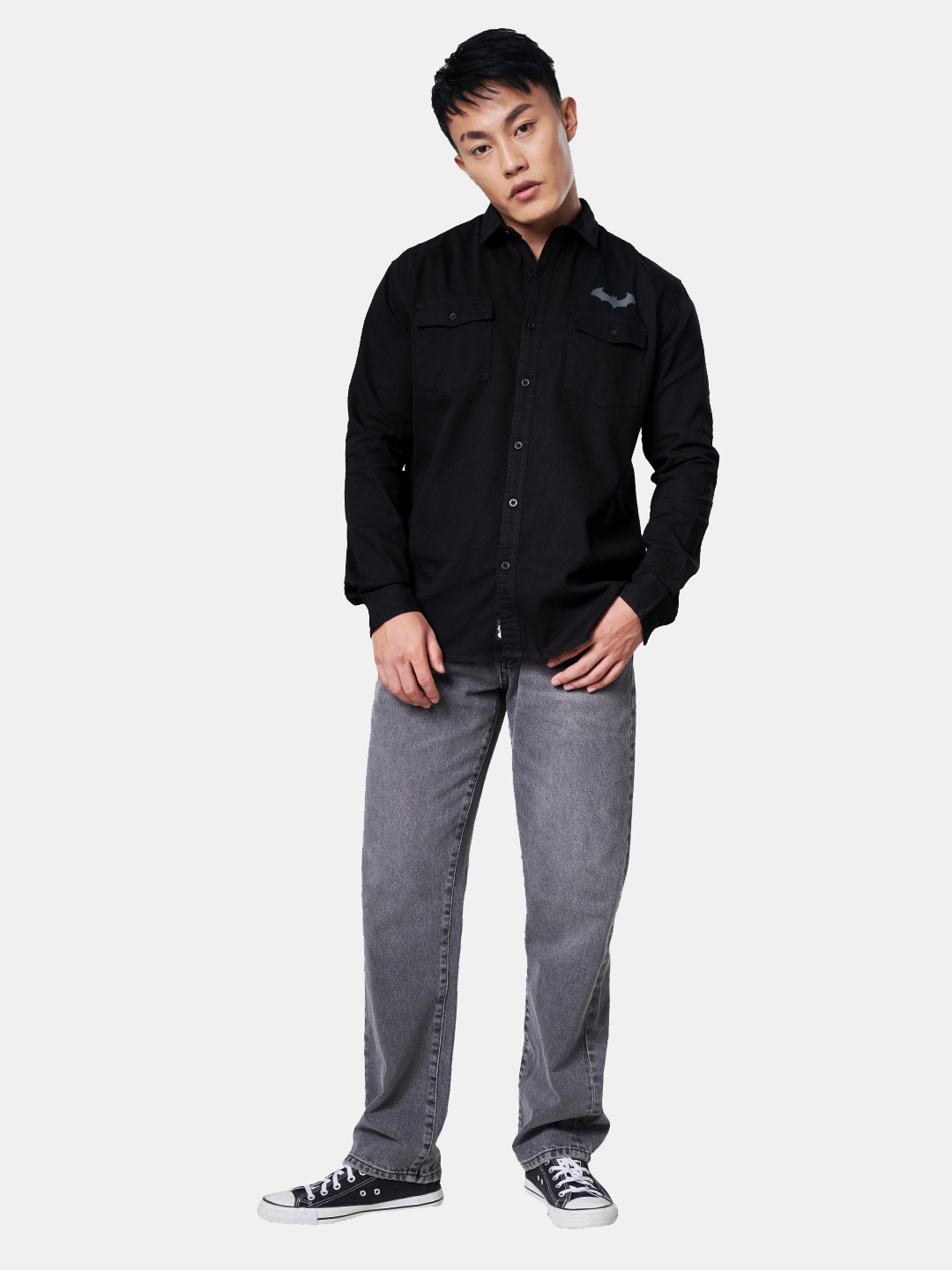 The Souled Store Men Regular Fit Batman Printed Black Shirts