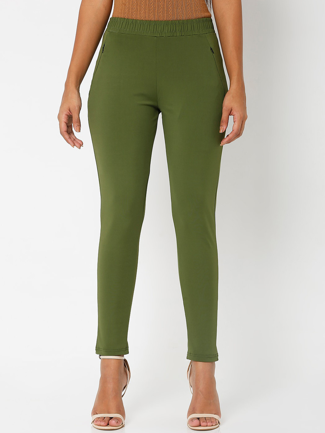 Smarty Pants Women Green Skinny Fit High-Rise Trousers