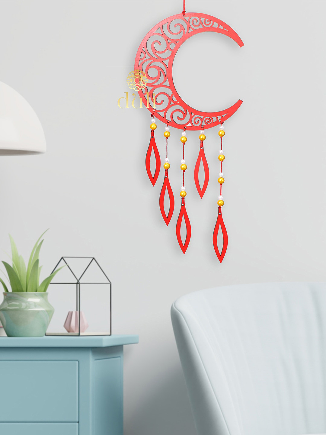 DULI Red Crescent Hanging Dream catcher Windchimes