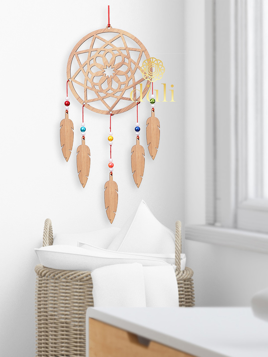 DULI Brown Mandala Hanging Dream Catcher Windchimes