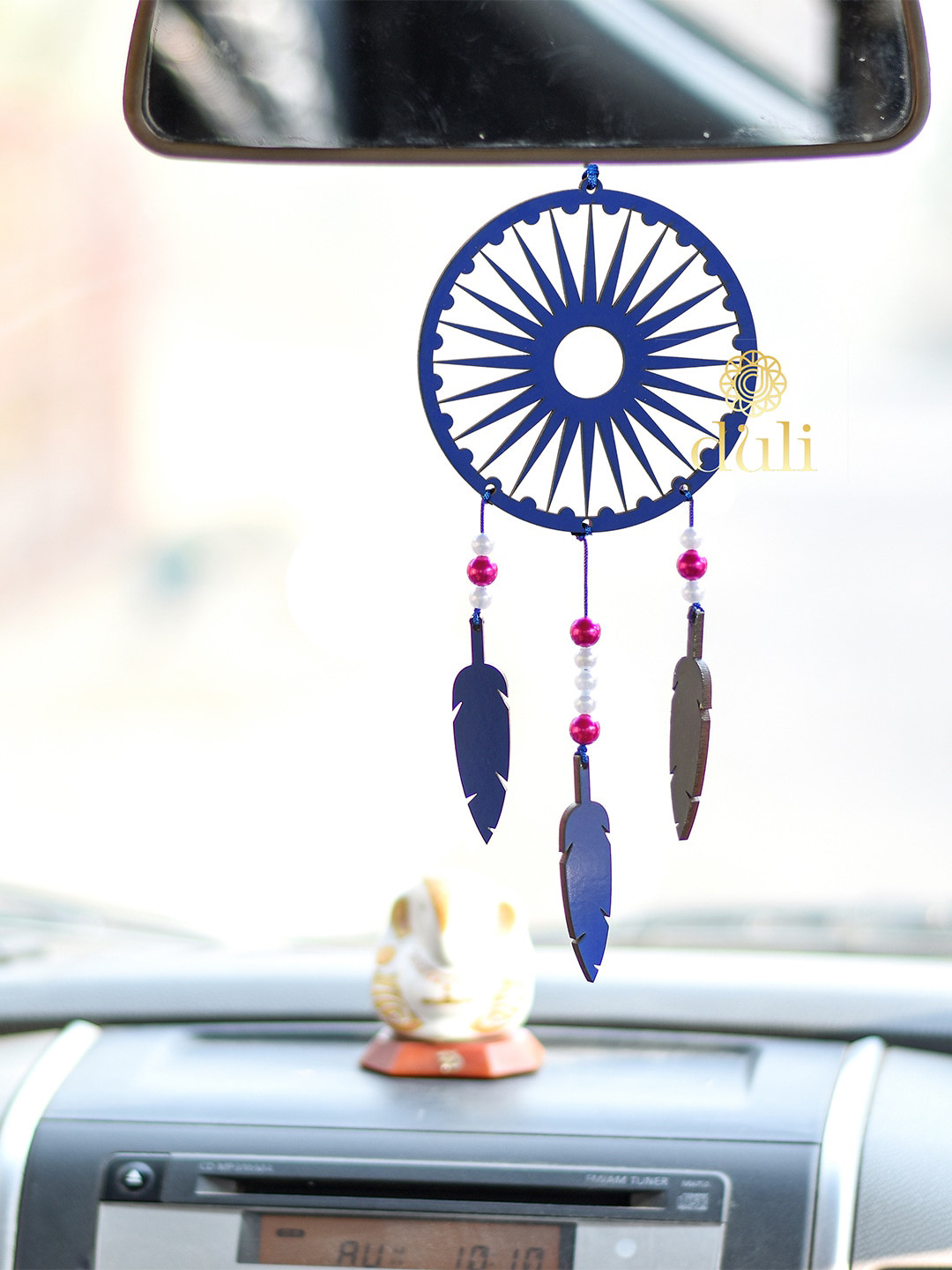 DULI Blue Wood Dream Catcher Car Hanging Windchimes