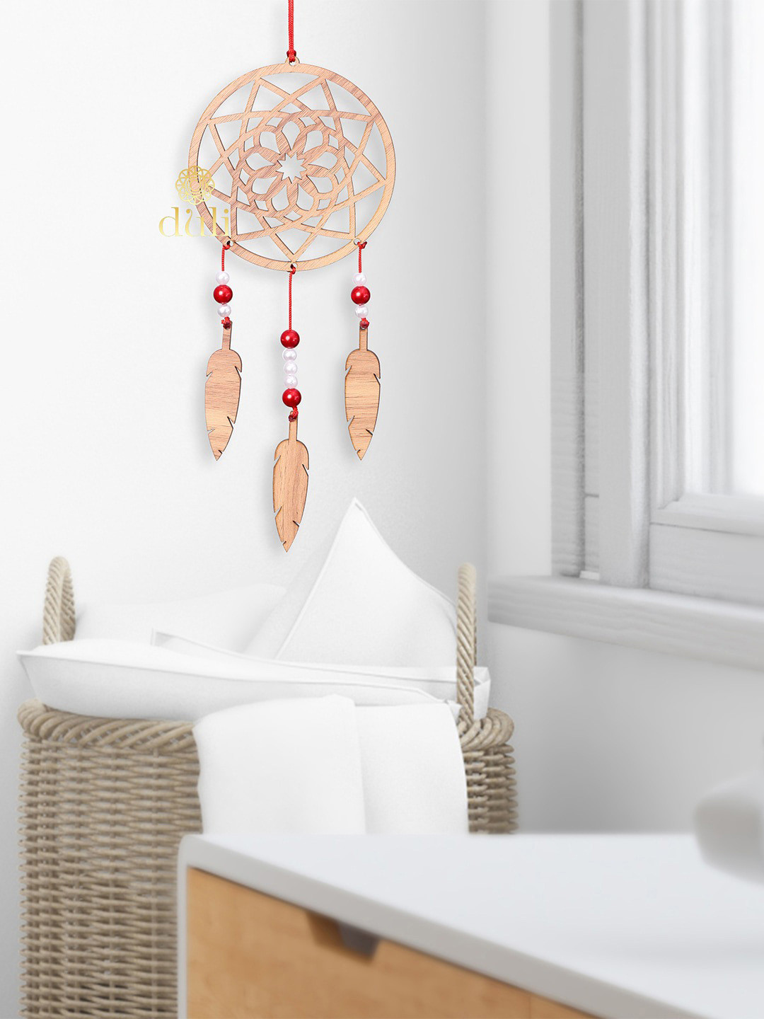 DULI Brown Mandala Design Hanging Dream Catcher Windchimes