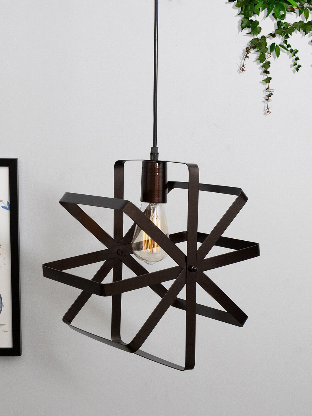 Homesake Black & Copper Toned Industrial Metal Hanging Ceiling Lamp