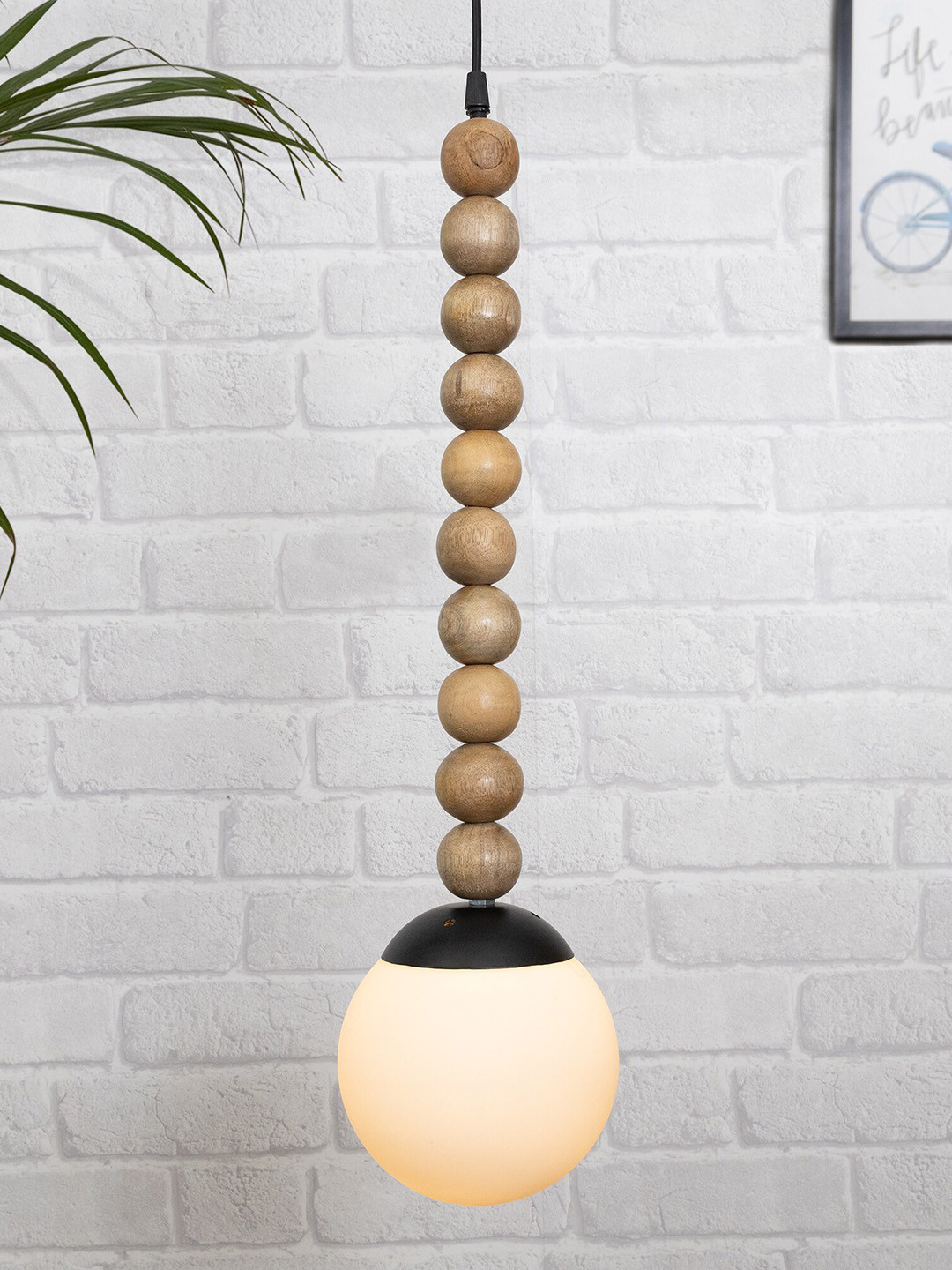 Homesake Beige Round Beaded Ceiling Lamp