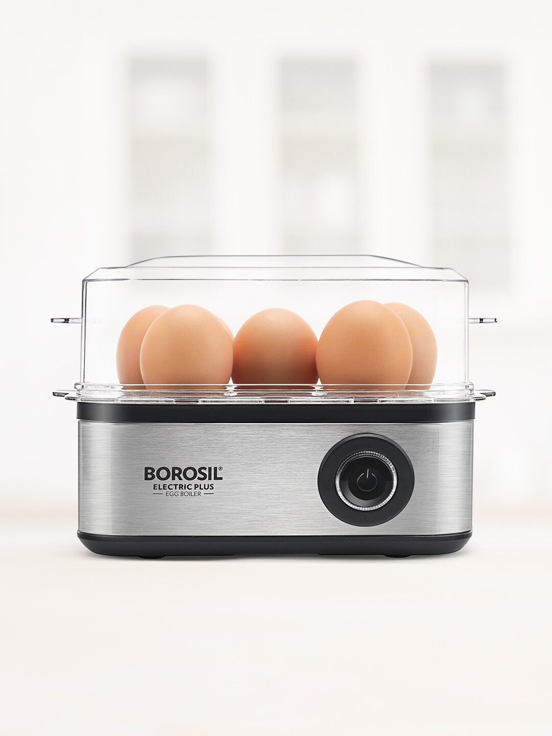 BOROSIL Silver-Toned Electric Plus 8-Egg Boiler