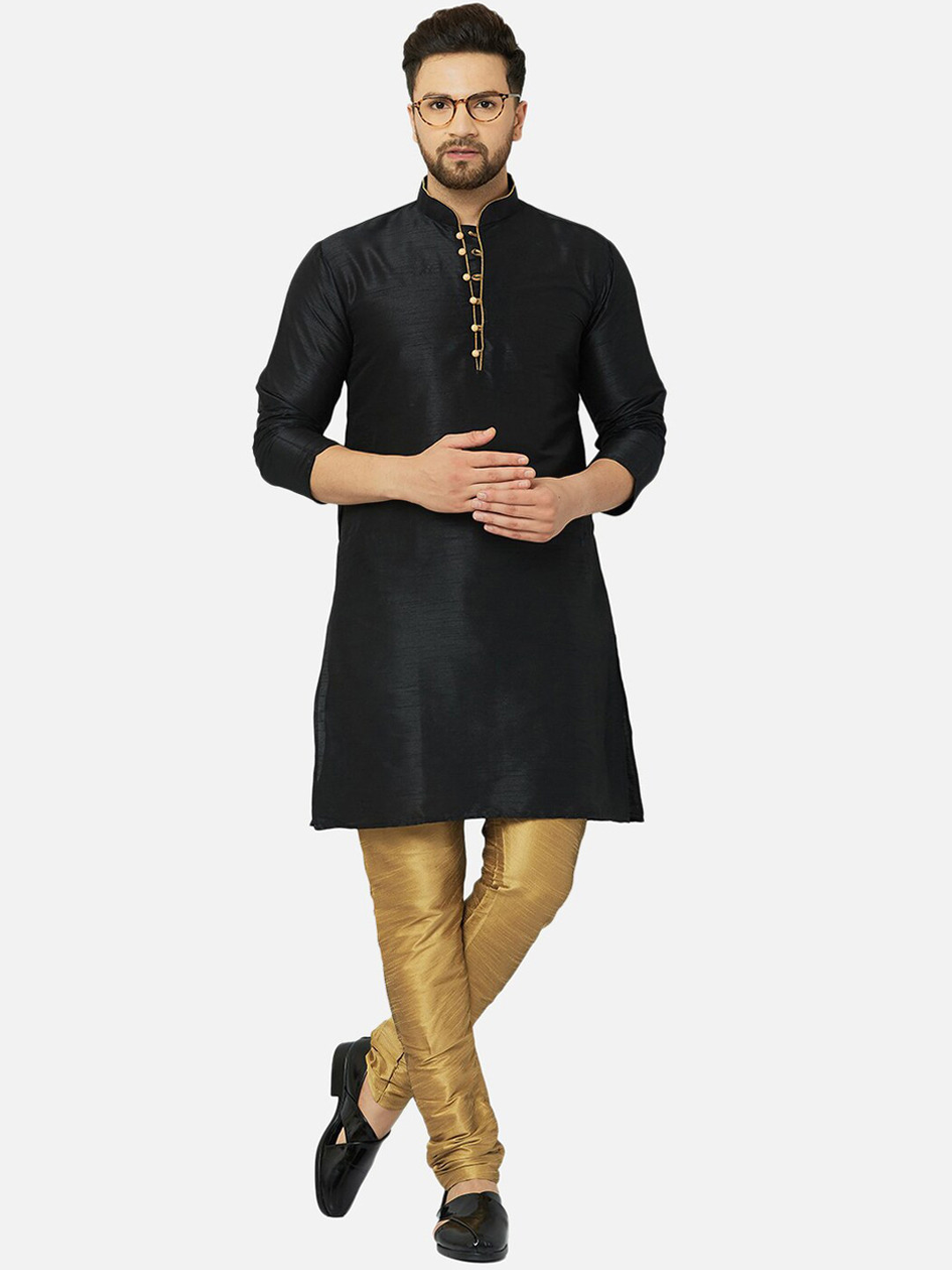 Kaifoo Men Purple Silk Blend Kurta with Pyjamas