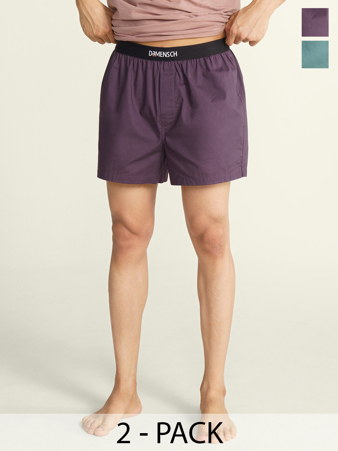 DAMENSCH Pack of 2 Men Maroon & Grey Solid Cotton Boxers DAM-SLD-SBX-PACK-2-VIW-GYT-MIX