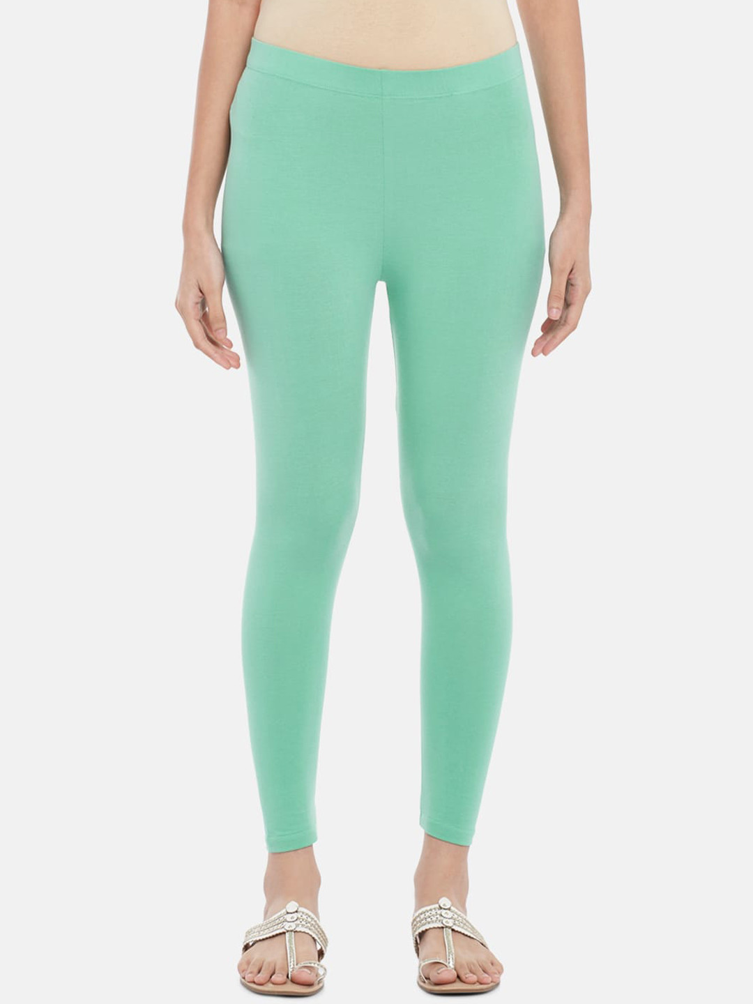 RANGMANCH BY PANTALOONS Women Green Solid Cotton Leggings