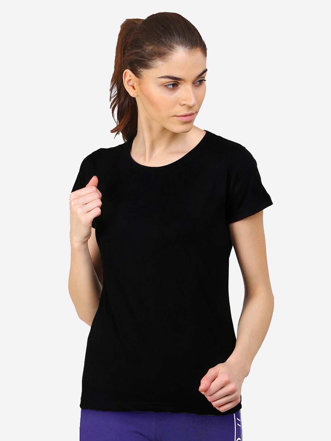 appulse Women Black Cotton Running T-shirt