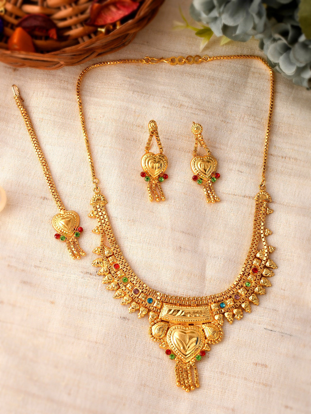 Silvermerc Designs Gold-Plated Temple Jewellery Set