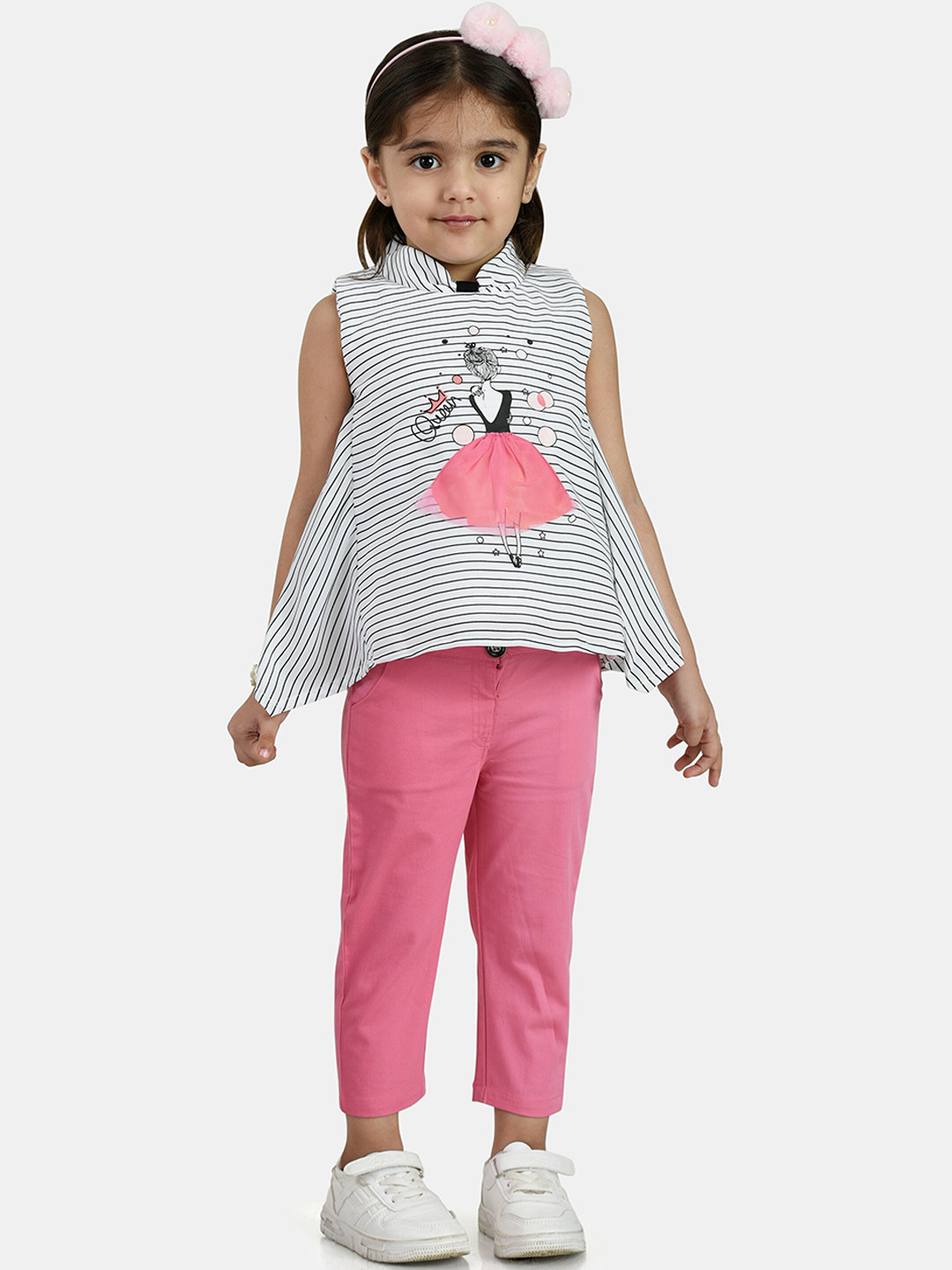 Peppermint Girls Pink Striped Top with Trousers