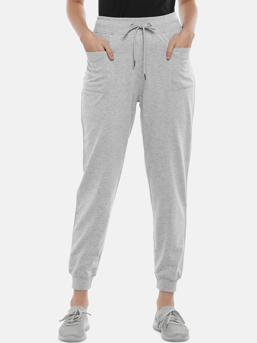 People Women Grey Melange Solid Joggers