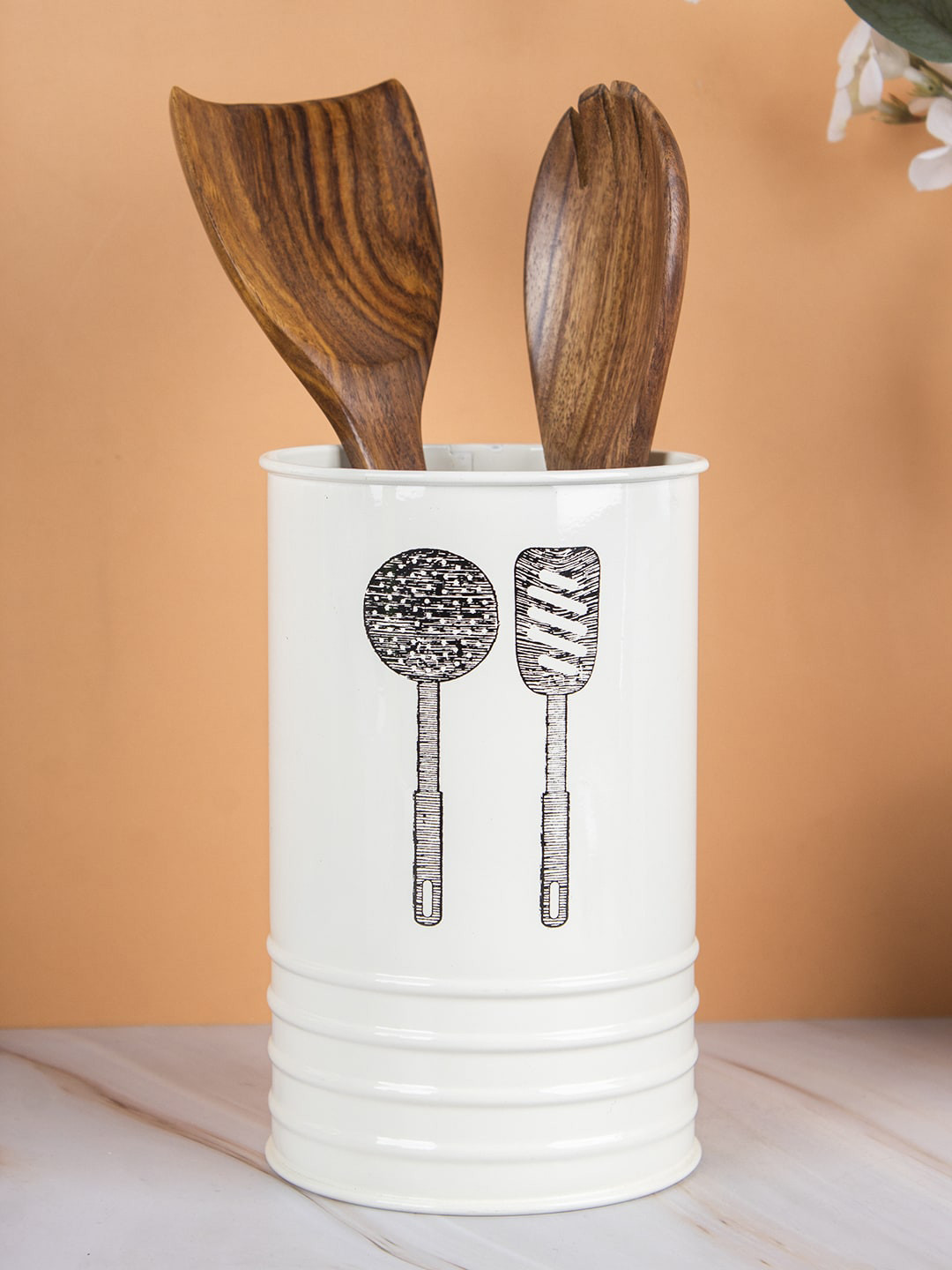MARKET99 White Printed Ladle Holder