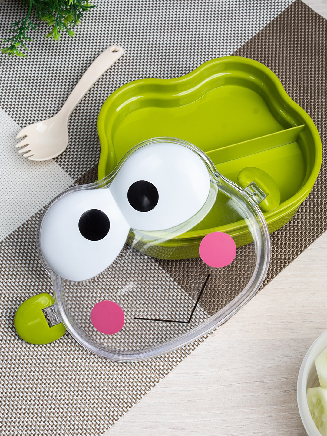 MARKET99 Transparent Conversational Plastic Dishwasher Safe Lunch Box With Spoon and Fork