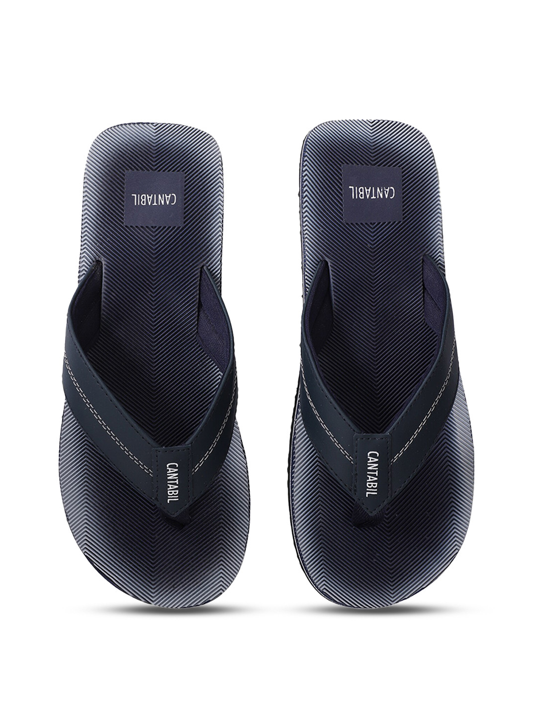 Cantabil Men Navy Blue & White Thong Flip-Flops