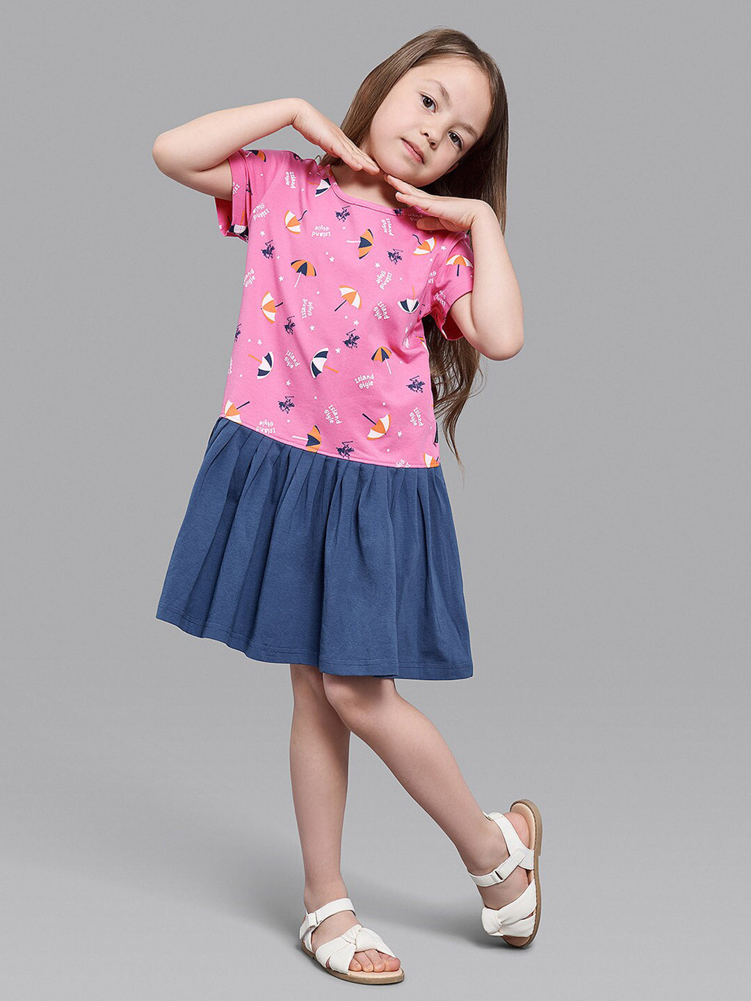 Beverly Hills Polo Club Pink & pastel magenta Floral Drop-Waist Dress