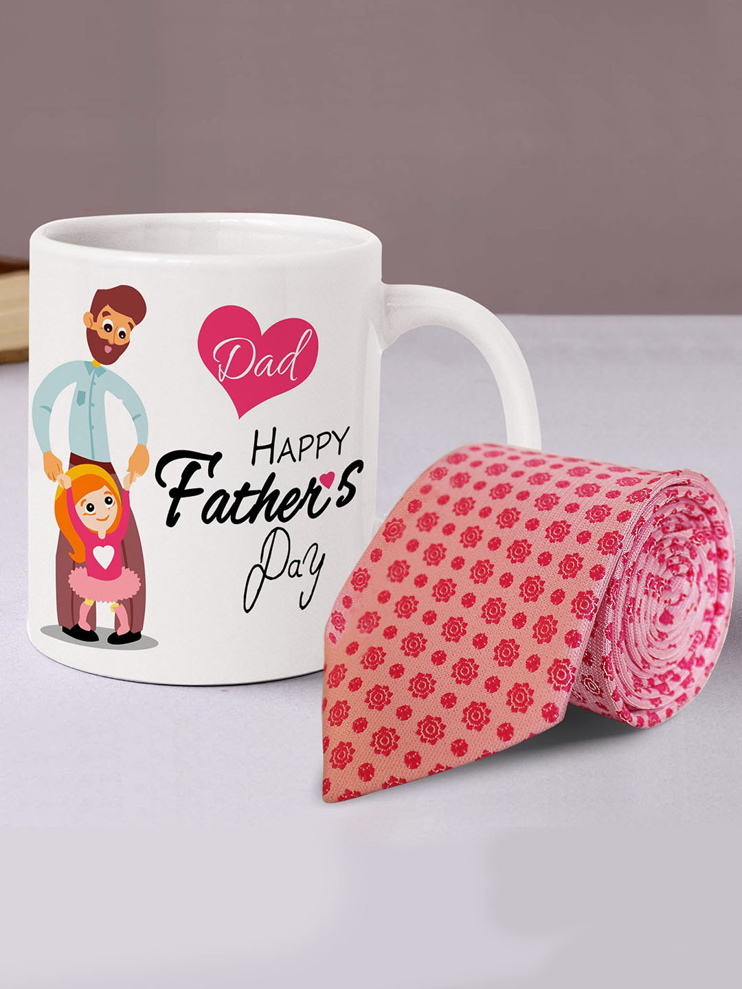TIED RIBBONS White & Pink Printed Father's Day Gift Sets