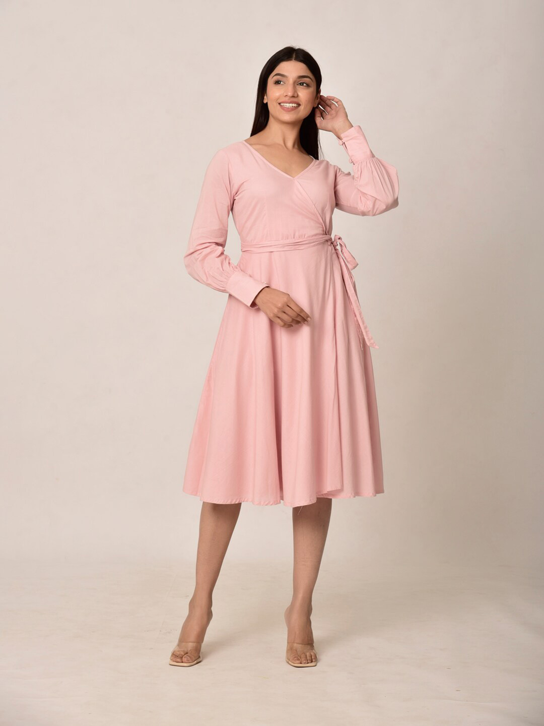 Ikk Kudi by Seerat  cotton Pink Midi Dress
