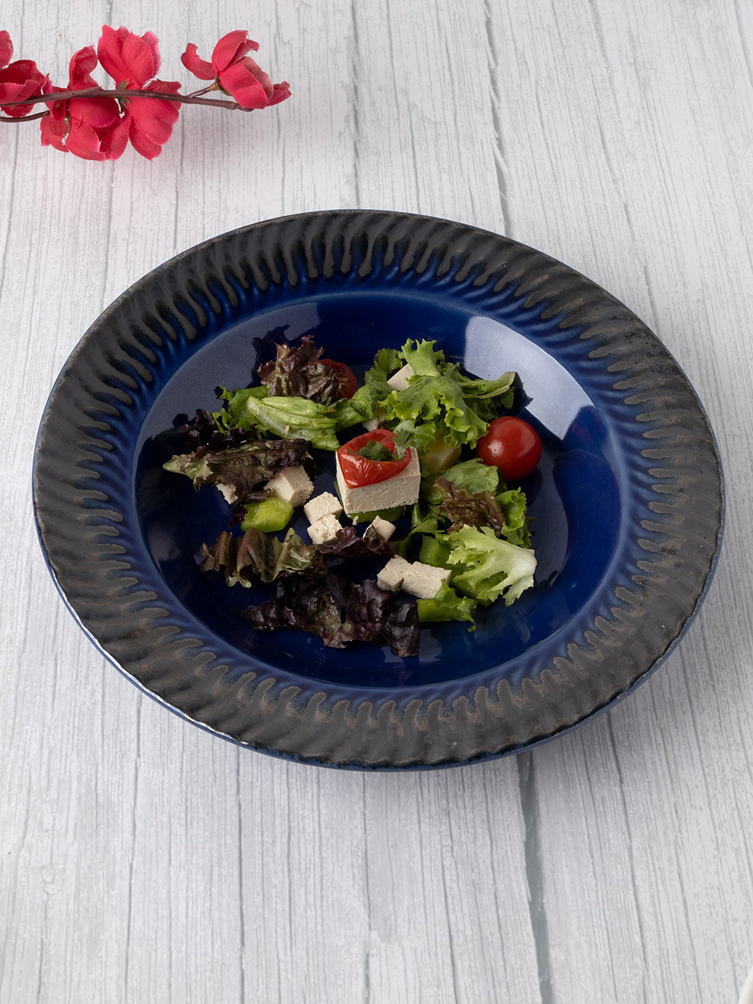 Homesake Blue Solid Handcrafted Round Food Platters