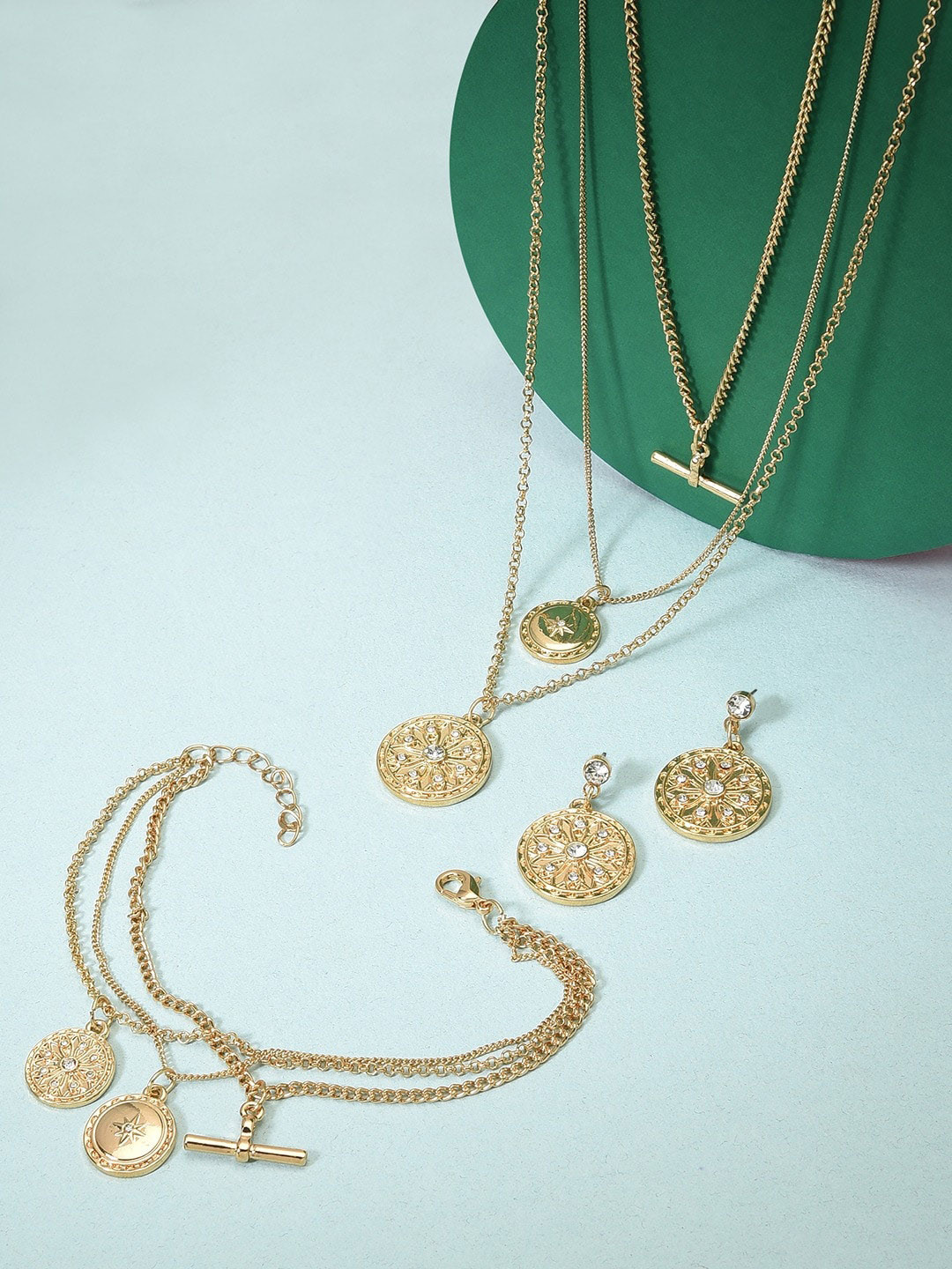 AMI Gold-Plated Contemporary Layered Jewellery Set